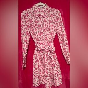 Derek Lam 10 Crosby Pink and White Floral Shirt waist  Dress